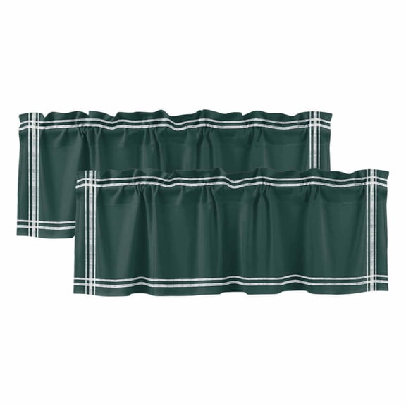 2 Pack Solid Color Valance for Window Deep Green Kitchen Valance Rod Pocket Short Curtain Topper Decorative Window Treatment for Living Room Bedroom 42"x12"