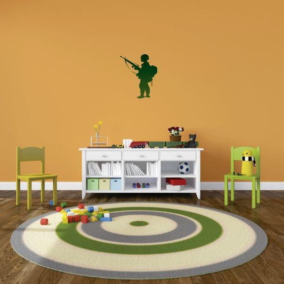 Custom Decals - Prices Reduced Vinyl Wall Sticker : Green Soldier Military Combat War Man Fighter Bedroom Bathroom Living Room Mural : 40 X60" -