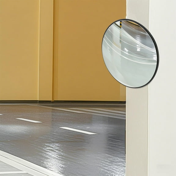 1 PCS Black Wide-angle Convex Mirror, Driveway Mirror with Adjustable Fixing Bracket, Wide Angle View Curved Driveway Mirror
