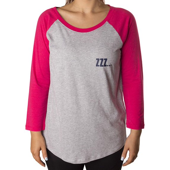 Jenni by Jennifer Moore Womens Raglan-Sleeve Graphic Pajama Top (Grey/Pink, Large)