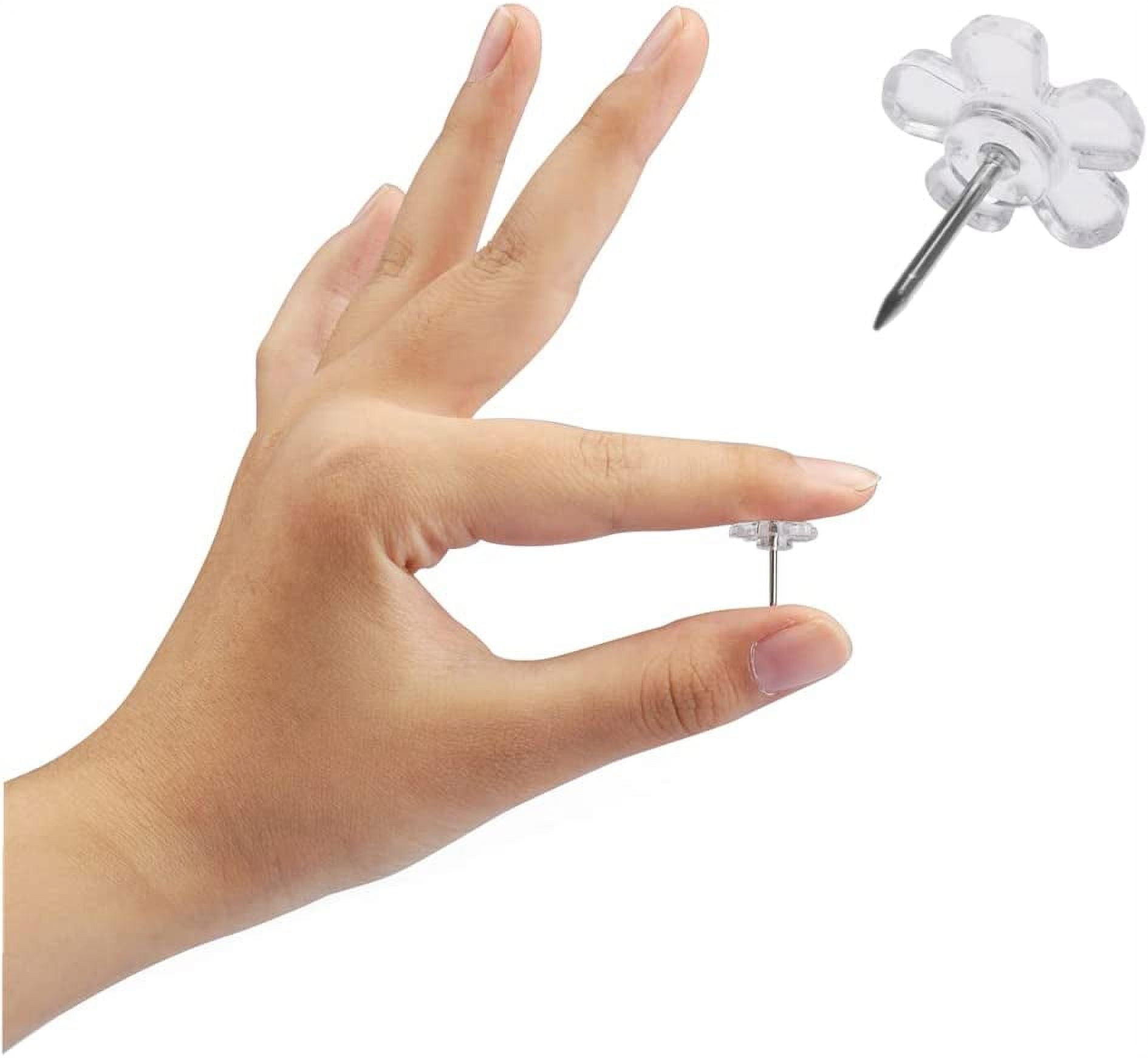 Clear Push Pins - 200 PCS Transparent Thumb Tacks - Plastic Head Steel Point For Cork Board Map Office Use - View #3