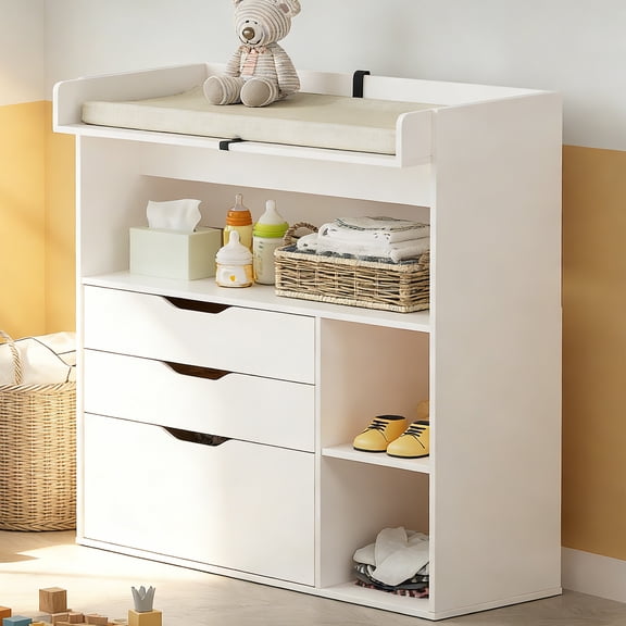 Wanan 3 Drawer Diaper Changing Table Dresser, White