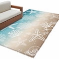 thumbnail image 2 of Marine Life Washable Area Rugs 3'x5', Starfish Shell Coral Gradient Green Brown Ocean Low Pile Throw Living Room Rug Non-Slip Sturdy Edge Binding Carpet for Indoor Entryway Bedside Kitchen, 2 of 9