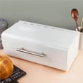 thumbnail image 3 of Baohd White Bread Box Countertop Bread Bin Strong Bread Storage Container with Handle Bread Organizer Pastry Storage Box for Bread Home Dry Food, 3 of 6