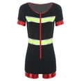 thumbnail image 4 of TiaoBug Women Firefighter Costume Halloween Club Party Role Play Bodysuit Shorts Sleeves Romper Uniform Black XL, 4 of 7