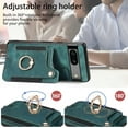 thumbnail image 2 of SaniMore for Google Pixel 6A Wallet Case, [RFID Blocking] Elastic Card Slot Vehicle Magnetic PU Leather Ring Holder & Lanyard Stand Money Pocket Protective Cover for Google Pixel 6A, Green, 2 of 12