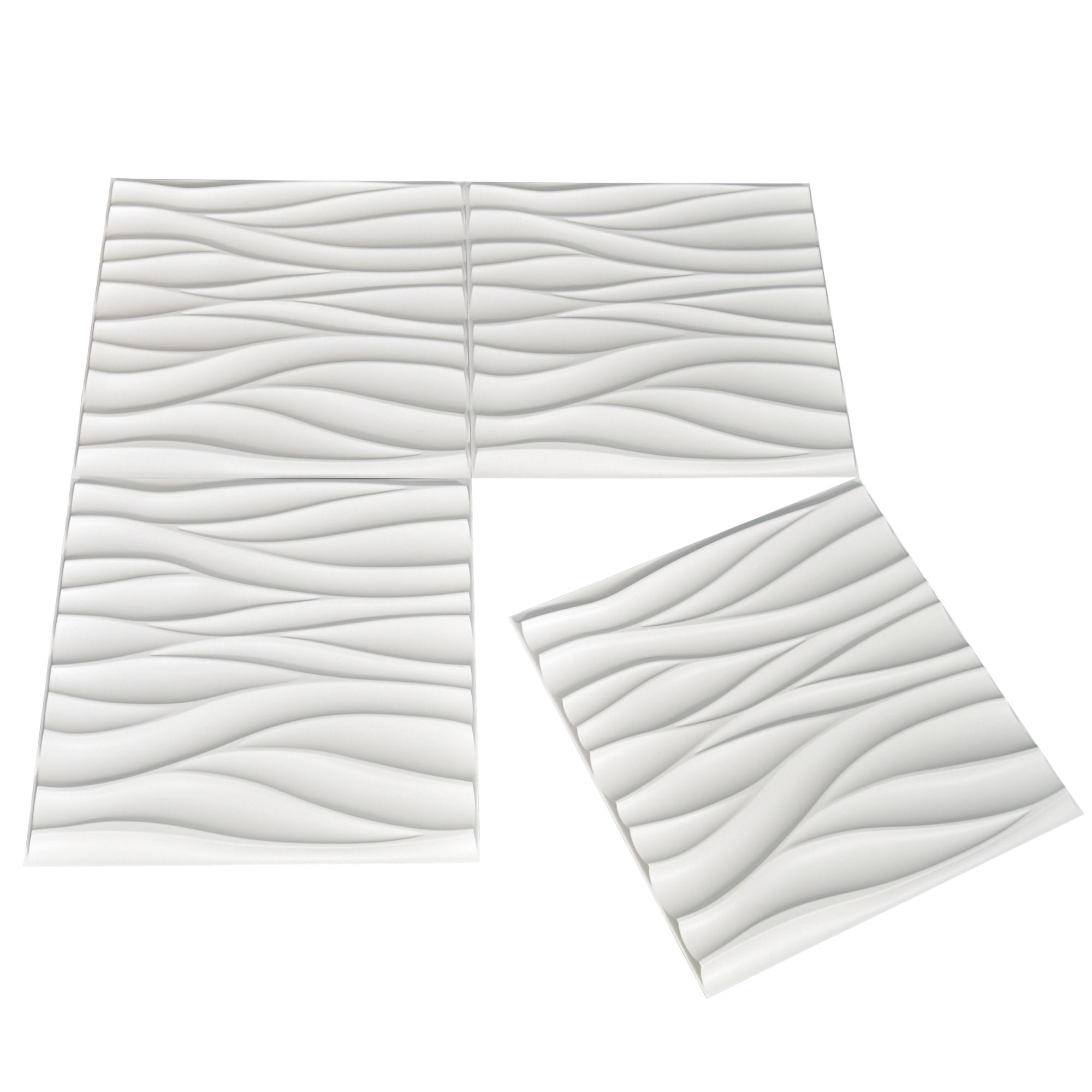 Art3d 12-Pack PVC 3D Wall Panel Wave Design 19.7" x 19.7" in White
