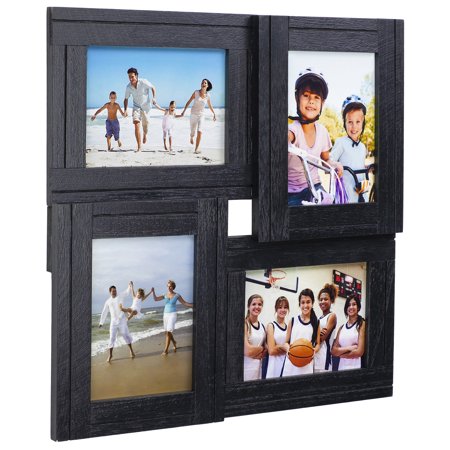 Excello Global Products Collage Picture Frames from Rustic Distressed Wood: Holds Four 4x6 Photos - Black - EGP-HD-0342