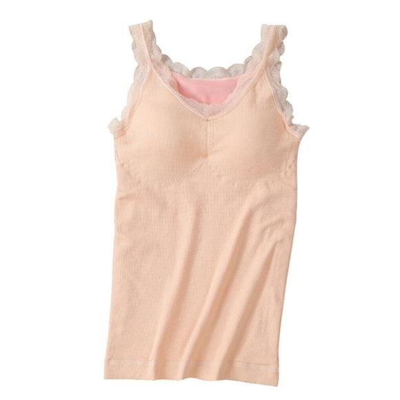 sous-Vêtements Thermiques pour Femmes Gilet Couleur Unie Hiver Chaud Temps Froid Haut Basique Chauffe-Bas Col en V Vêtements Confortables Doux Couleur Peau TG