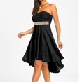 thumbnail image 5 of Gibobby Vestidos para Mujer Casuales Vestido de fiesta Irregular fuera del hombro Cintura Mujeres Bandeau Vestido de gasa Vestido de mujer completo(Negro,M), 5 of 5