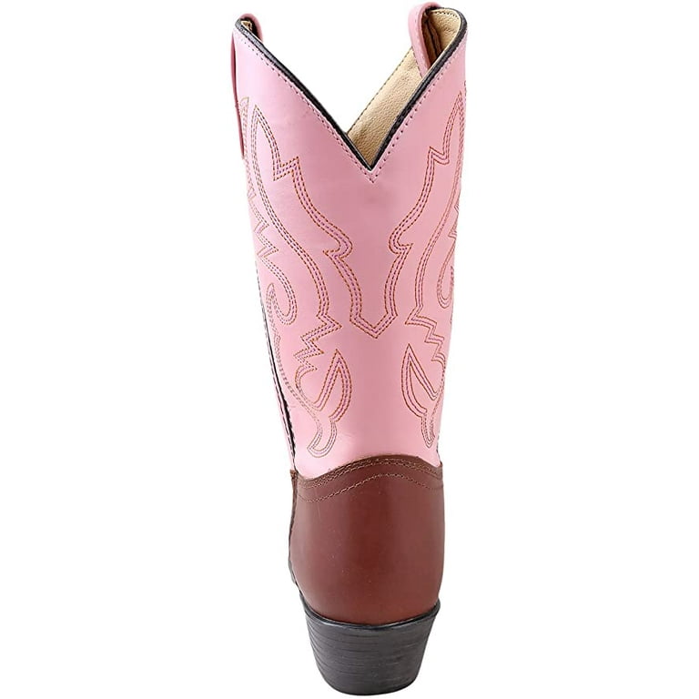 Smoky Mountain Girl's Denver Brown/Pink Leather Cowboy Boots 3546