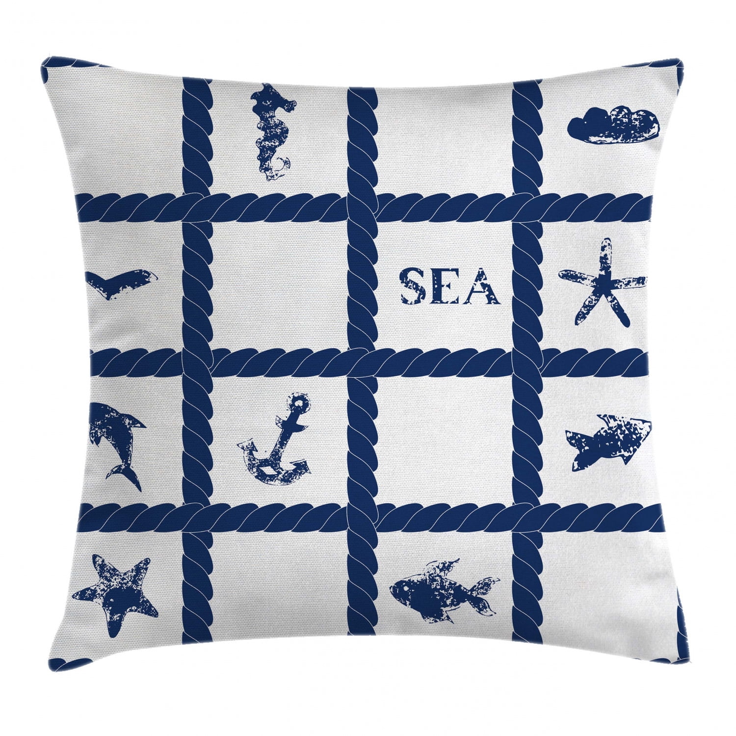 2pcs ocean sailor fishes cushion cover throw pillow cover for couch 