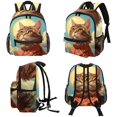thumbnail image 4 of Retro Cat Airport Backpack Preppy Cute Mini Shoulder School Backpack Lightweight with Adjustable Shoulder Strap Large Capacity Printed Design, 4 of 6