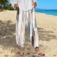 thumbnail image 2 of Women's Casual Pants High Waisted Wide Leg Comfortable Summer Beach Vacation Travel Everyday Wear With Inverted V Hem And Pockets Womens Flax Pants Running Pants in Bulk All Day Wear Womens plus Size, 2 of 5