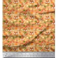 thumbnail image 1 of Soimoi Polyester Crepe Fabric Leaves & Fox Face Cartoon Decor Fabric Printed Yard 42 Inch Wide, 1 of 1