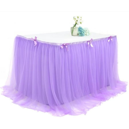 

Champagne Tulle Table Skirt for Wedding Birthday Rectangle Round Table Tutu Table Skirting Party Supply Baby Shower Gender Reveal Cake Dessert Buffet Decoration 14 x 2.5 ft