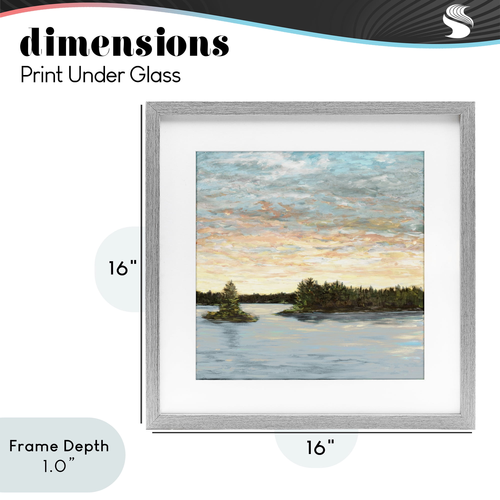 Stupell Industries Lake Shore at Sundown Gray Framed Print Under Glass, design by Julie DeRice