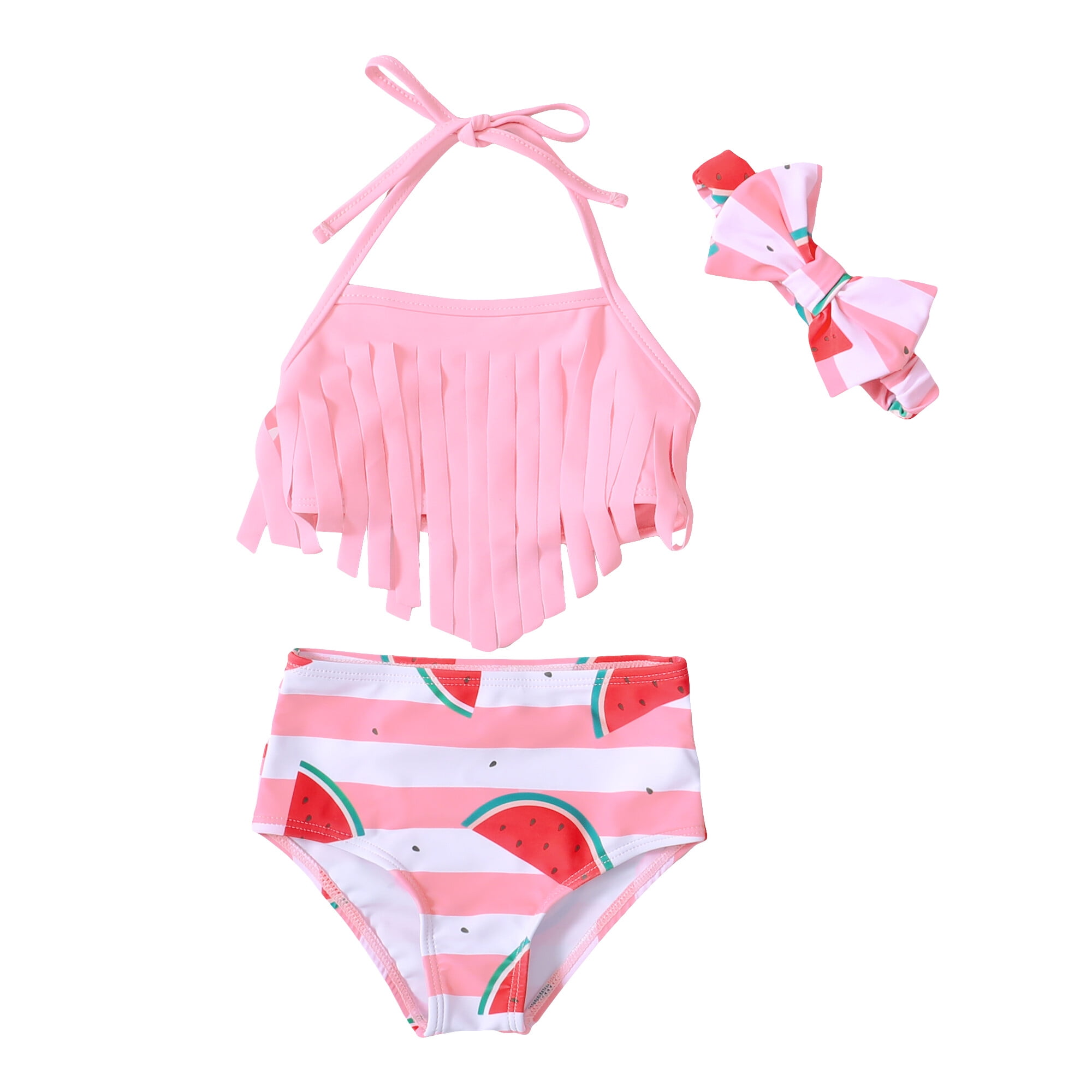 NEW Girls Parrot Pink Ruffle Swimsuit Bathing Suit 2T 3T 4T 5T 6 