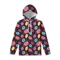 thumbnail image 5 of Sudadera con capucha con estampado 3D de donuts coloridos para hombres, ropa con capucha de dibujos animados geniales para niños, suéter de manga larga, sudaderas con capucha de calle, 5 of 5