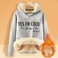 thumbnail image 2 of Yes I'm Cold Women's Sherpa Fleece Lined Hoodies Regular Fit Heavyweight Warm Sweater Graphic Drop Shoulder Pullovers Top Grey L, 2 of 4