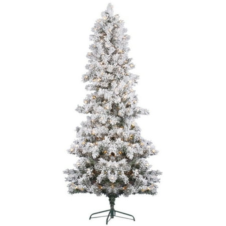 6 ft. Vickerman Flocked White Pine Pre-Lit Christmas Tree