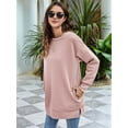 thumbnail image 4 of Women Sweatshirts Trendy Fleece Crewneck Sweatshirt Casual Loose Pullover Tops Comfy Fall Outfits Pink L, 4 of 7