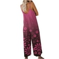 thumbnail image 5 of Summer Saving Wycnly Womens Jumpsuits Summer Casual Loose Wide Leg Spaghetti Strap Maxi Jumpsuits Overalls Trendy Leaves Print Crewneck Sleeveless Long Rompers for Women, 5 of 7