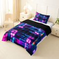 thumbnail image 2 of Manfei Race Car Print Twin Comforter Sets,Speed Games Bedding Set,Blue Pink,Black Reversible,2pcs,1 Comforter and 1 Pillowcase, 2 of 7