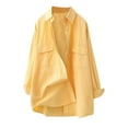thumbnail image 2 of Taqqpue Women's Button Down Oversized Shirts Casual Long Sleeve Plus Size Lightweight Plain Blouses Tops Solid Color Loose Tunic Shirts with Pocket, 2 of 2