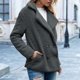 thumbnail image 5 of Puntoco Chaqueta para mujer Chaqueta sólida Botón de bolsillo Cuello vuelto Slim Fit Chaqueta cálida mediana y larga Puntoco Puntoco-815, 5 of 6