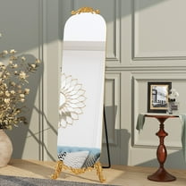 CBJCBJ 61.5"x20" Floor Length Mirror with Stand, Frameless Mirror with Carved Metal Feet, Glod