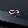 thumbnail image 5 of Gem Stone King 1.84 Cttw Red Created Ruby Ring in 925 Sterling Silver | 8MM Heart Ring for Women | Available in Size 5, 6, 7, 8, 9, 5 of 6