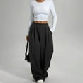 thumbnail image 5 of Delayuji Women's Baggy Jogging Bottoms Wide Leg Pants High Waist Elastic Casual Suit Chic Loose Fit Outdoor Straight Trousers With Pockets, 5 of 7