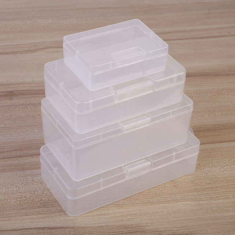 QIFEI Plastic Rectangle Mini Storage Containers Box with Hinged Lid for  Accessories, Crafts, Learning Supplies, Screws, Drills, Battery Clear 