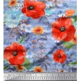 thumbnail image 1 of Soimoi Blue polyester Crepe Fabric Leaves & Floral Fabric Prints by Yard 42 Inch Wide, 1 of 1