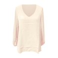 thumbnail image 3 of yunLCZ Women's Cap Sleeve Tank Tops Summer Border New Shirt V Neck Sleeve Loose Long Sleeved Large Size Blouse Woman, 3 of 3