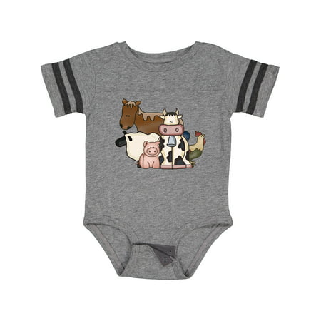

Inktastic Cute Horse Sheep Cow Pig and Rooster Farm Animals Gift Baby Boy or Baby Girl Bodysuit