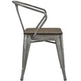 thumbnail image 3 of Modern Contemporary Urban Design Industrial Distressed Antique Vintage Style Kitchen Room Dining Chair, Silver, Metal Wood, 3 of 4