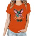 thumbnail image 2 of UPPADA Femmes Joyeuses Easter T-Shirt Bunny Rabbit T-Shirt Graphique Manches Courtes Lettres Amusantes Imprimées Chemises Manches Courtes Col Rond Tuniques Hauts Orange,TG, 2 of 5