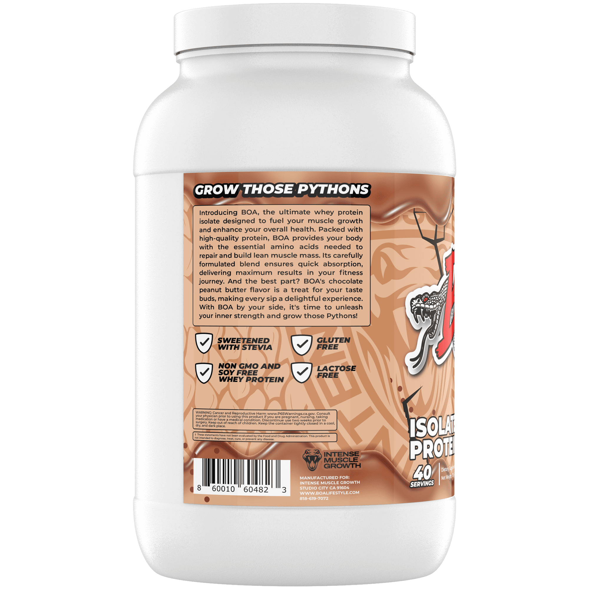 BOA Isolate Protein with Vitamin B6 and Zinc - Low-Sodium Whey Protein Isolate 23g of Protein per Scoop - (Chocolate Peanut Butter - 40 Servings)