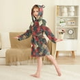 thumbnail image 2 of FORMRS Niños Bathrobe Unisex Hooded Robe Soft Plush Pajamas Sleepwear, Size 2-3T, Dark Tartan Pattern, 2 of 7