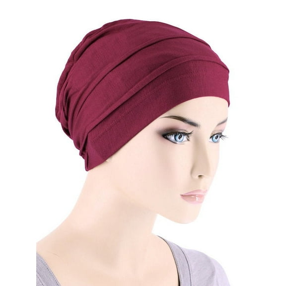 Lux Bamboo Pleated Cap in Burgundy Red