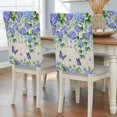 thumbnail image 2 of Vintage Flower Leaf Chair Covers Set of 8 Purple Floral Green Eucalyptus Leaves Linen Texture Chair Back Covers Stretch Removable Washable Slipcovers Protector for Dining Room Kitchen Party Decor, 2 of 9