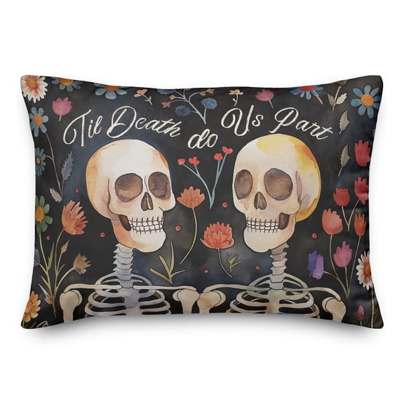 Creative Products Til Death Do Us Part Floral Skeletons 14 x 20 Spun Poly Pillow