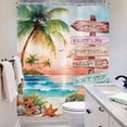 thumbnail image 4 of Ocean Beach Tropical Shower Curtain for Bathroom Decor 84Wx72H Sunset Palm Tree Starfish Coastal Nautical Sun Positive Quotes Art Printed Fabric Polyester Waterproof 12 Pack Plastic Hooks, 4 of 6