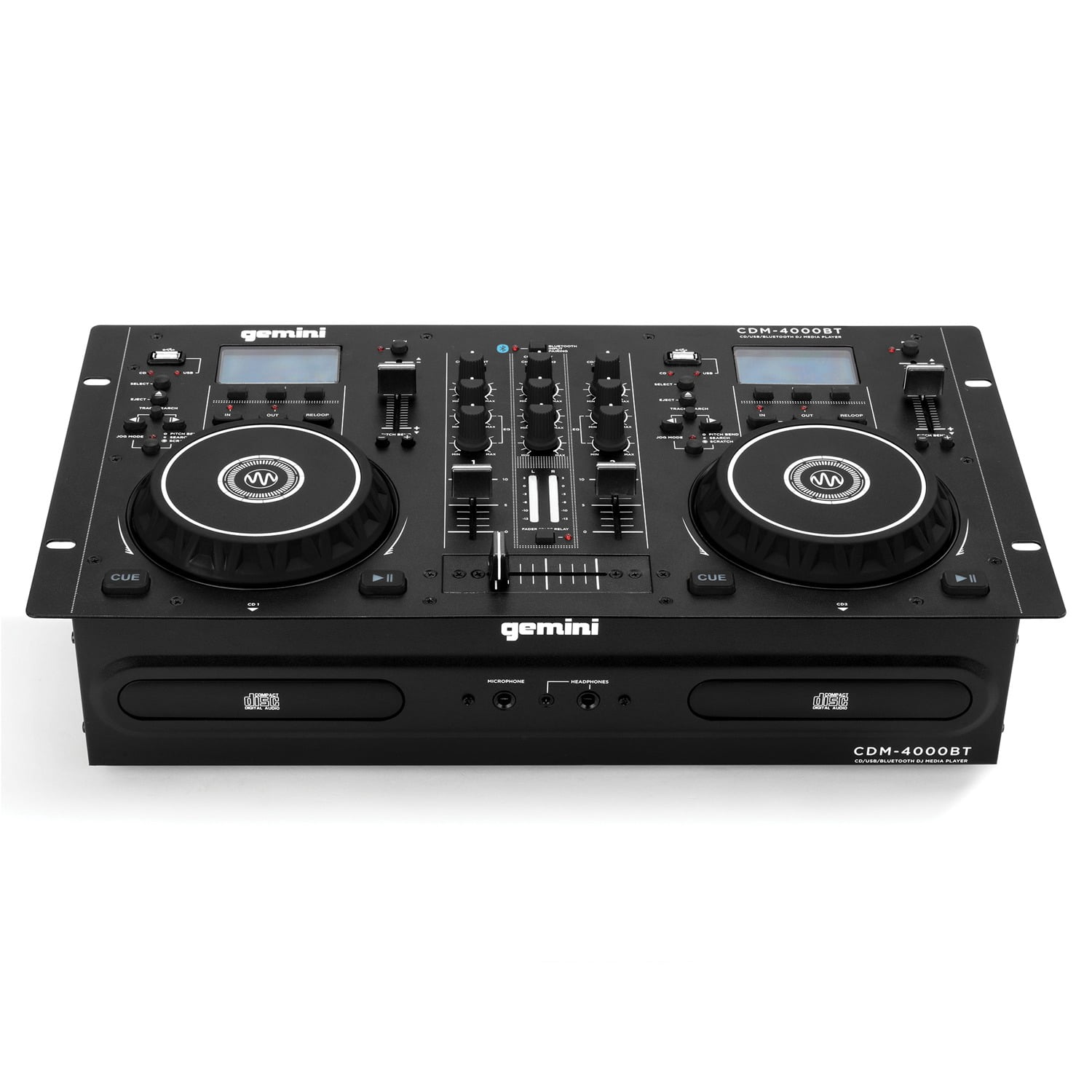 Gemini CDM-4000BT CD/Mixer Combo Player with Bluetooth Input & DJX-500 Over-Ear Professional DJ Headphones, Black and Silver & GMU-M100 UHF Single Wireless Microphone System, 843631170762