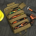 thumbnail image 4 of Roll-Up Oxford Cloth Hardware Tool Organizer with 4 Large Compartments & 2 Detachable D-Ring Pouches – Portable Storage Solution for Wrenches, Pliers, Screwdrivers – Durable, Tear-Resistant,, 4 of 6