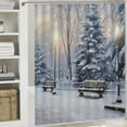 thumbnail image 6 of Fenyluxe Snowy Trees Benches Print Shower Curtain, Background Curtain for Showers and Bathtubs, 100% Polyester Fiber, Home Bathroom Curtain Decoration, Washable Shower Curtain with Hooks 60x72, 6 of 7