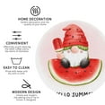 thumbnail image 3 of Honeii Watermelon Gnome print Leather Coaster Set of 4, ideal for safeguarding your furniture from drinks spills and effortless cleanup-Round Shape, 3 of 6
