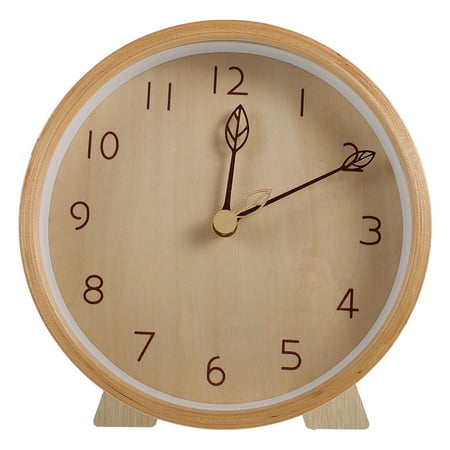 LOLIPPYY Wood Table Clock Light Brown 1 Set 8 Inches Home Decoration